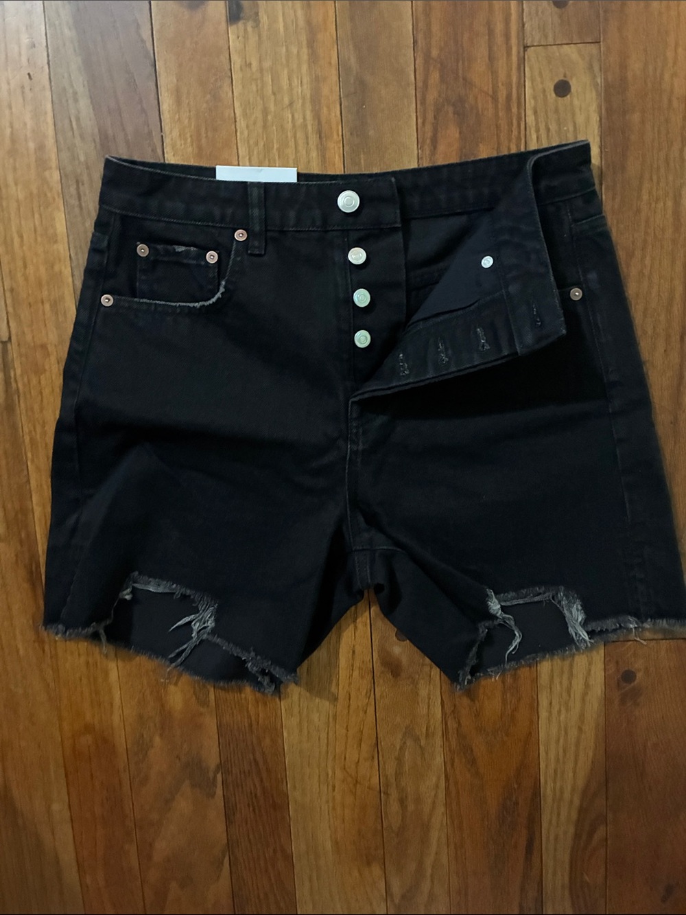 NEW High-Rise Waisted Skinny Black Denim Shorts